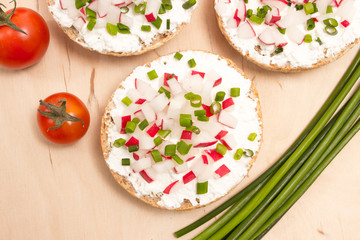 buns with cottage cheese and fresh radish