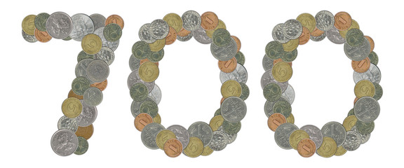 Number 700 with old coins