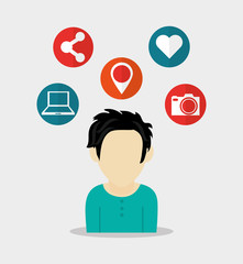 Man avatar icon. Social media multimedia communcation and digital marketing theme. Colorful design. Vector illustration