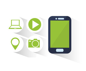 Smartphone icon. Social media multimedia communcation and digital marketing theme. Colorful design. Vector illustration