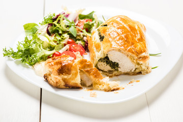 chicken breast stuffed spinach in puff pastry