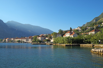 Fototapeta na wymiar Morning in town of Prcanj, Kotor Bay, Montenegro