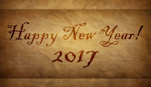 Happy new year on vintage paper background