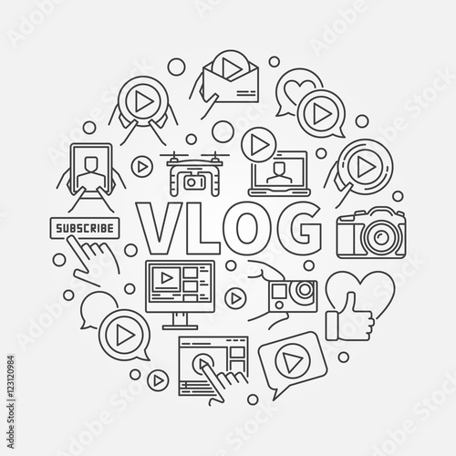  Vlog Circular Outline Illustration Stock Image And Royalty free 