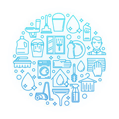 House cleaning blue illustration