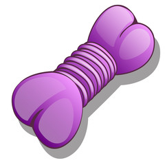 Vector purple rubber toy shaped like bone isolated