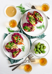 Meat and vegetable wraps snack