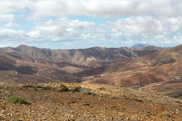 Volcanic Lanscape. Panoramic view  on  Fuerteventura from Mirador Morro Velosa, Fuerteventura, Canary Island, Spain