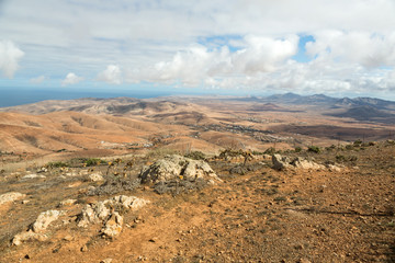 Volcanic Lanscape. Panoramic view  on  Fuerteventura from Mirador Morro Velosa, Fuerteventura, Canary Island, Spain