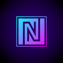 Letter N logo,Square shape symbol,Digital,Technology,Media