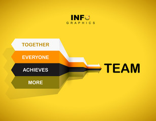 Word spell "TEAM" on colorful paper stripes.