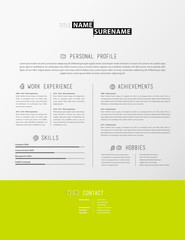 Creative simple cv template with green stripe in footer.