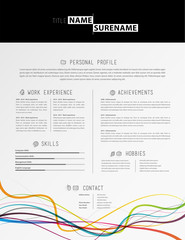 Creative simple cv template with black stripe in header and colo