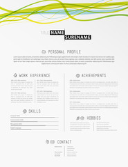 Creative simple cv template with colorful lines in header.