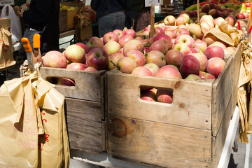 Apples at a farmers market in New York
