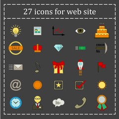 a set of 27 icons, badges, symbols, logos for the Web site.