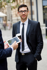 Portrait of handsome businessman outdoor