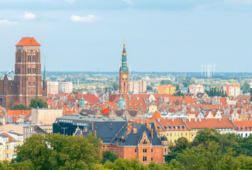 Naklejka na ściany i meble Gdansk. Aerial view of the city.