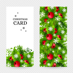 Christmas background with fir and holly decorations