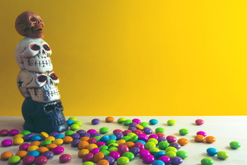 halloween prop party and skulls