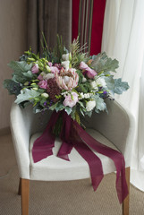nice wedding bouquet in bride's room 
