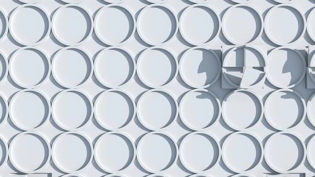 
Abstract 3d rendering animated background. Loopable tranformation of geometry shapes with monochrome gamma. Rectangle and arc elements.