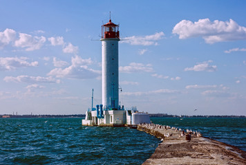 Fototapeta na wymiar Old Vorontsov lighthouse in Odessa harbor, Ukraine.