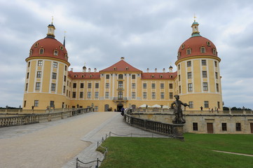 Landscape view of Moritzburg Castle in Saxony, Germany