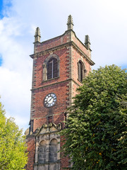 Fototapeta na wymiar Clock tower of St. Edmund King & Martyr Church in Dudley, UK.
