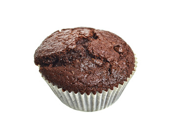 Chocolate Muffin Isolated Over White