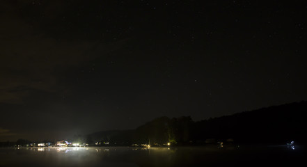 harbour and starlit sky on the werbellinsee by night