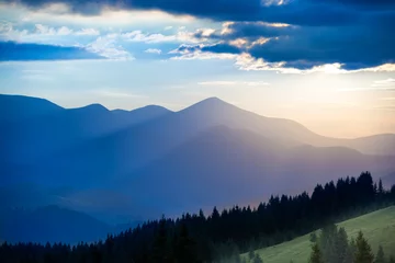 Türaufkleber Blue mountains at sunset © Pavlo Vakhrushev