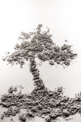 Tree in the ground illustration made of ash