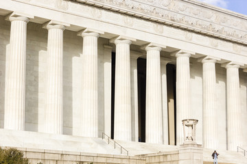 Fototapeta premium Eastern facade of the Lincoln Memorial including it's front fluted Doric columns & frieze, National Mall, Washington DC