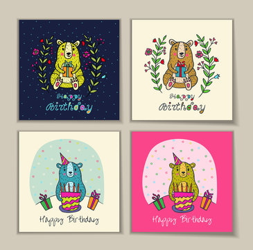 Birthday card with bear characters.