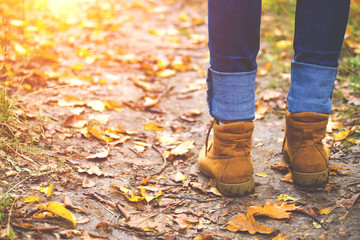 Dirty leather boots.