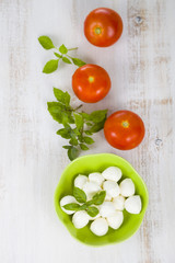 Mozzarella in a green plate