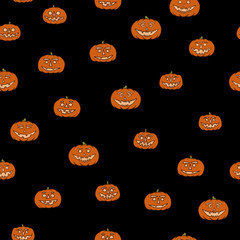 hand drawn jack-o-lantern seamless pattern - halloween background