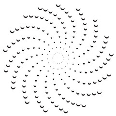 Croissant dots spirale background. Abstract vector object