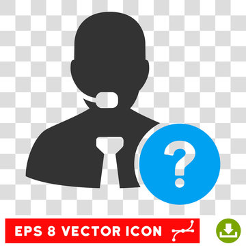 Vector Online Support EPS vector pictogram. Illustration style is flat iconic bicolor blue and gray symbol on a transparent background.