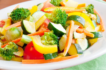 Vegetable soup in a white bowl