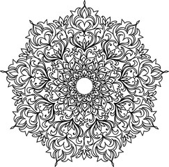 Vector Beautiful Handdrawn Mandala, Patterned Design Element