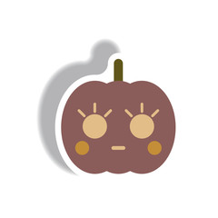 Vector illustration paper sticker Halloween icon pumpkin