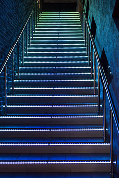 between the floors staircase with illuminated steps