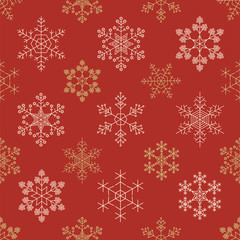 Snowflake seamless pattern. Vintage outline version