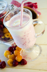 milkshake with raspberries