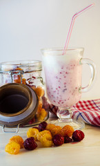 milkshake with raspberries