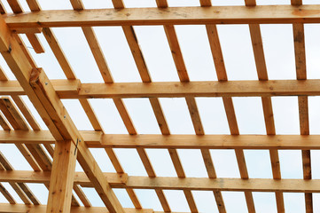 Roofing Construction. Wooden Roof Frame House Construction