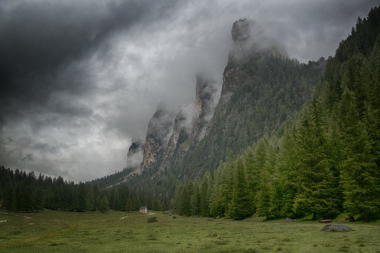 Clouds over the top of the mountains