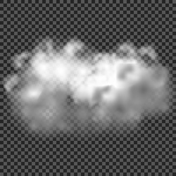 Fog and smoke isolated transparent special effect. White vector cloudiness, mist or smog background. Vector illustration. EPS10